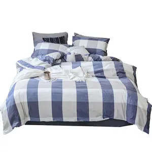 Unmarked washed cotton four-piece cotton bed and breakfast hotel quality check bedding cotton duvet cover bed sheet
