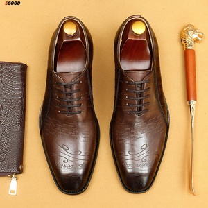 Mocasines de Punta Redonda para Hombre, Formales de Negocios, Transpirables, Impermeables, Color Marrón y Negro, Suela Gruesa, Cuero Vacuno, Zapatos de Cuero Genuino para Boda - Product Image 4