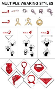 ユニセックスペイズリースクエアバンダナヴィンテージ多目的通気性カウボーイヘッドラップスカーフ女性用男性用男の子女の子 - Product Image 5