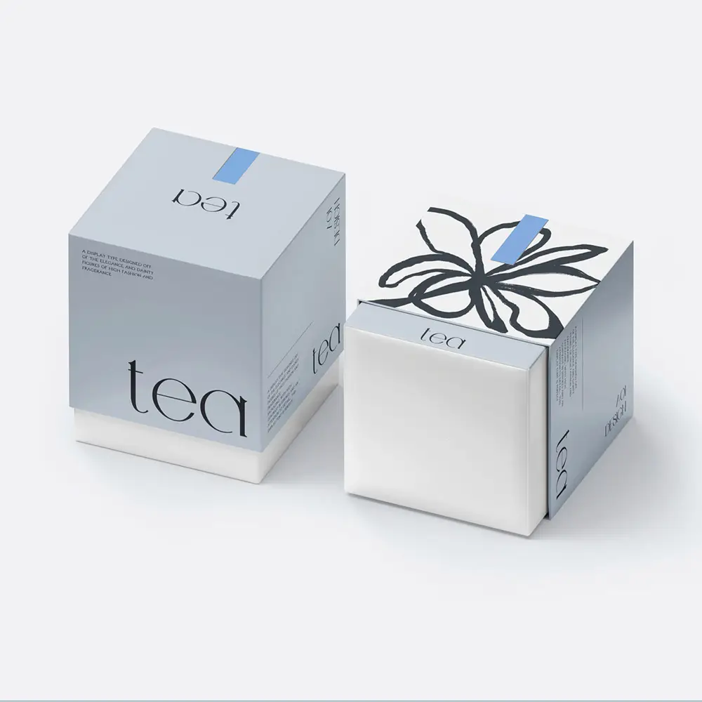 Lid And Bottom Upscale Tea Color Box Printing Serum And Skincare Product Candle Packaging Box