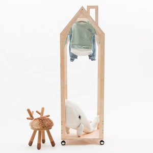 Cintre enfants meubles Ins petite maison rouleaux sol <span class=keywords><strong>mobile</strong></span> corde à linge <span class=keywords><strong>Mobile</strong></span> enfants vêtements vêtements vêtements présentoir - Product Image 3