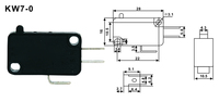 Micro-interrupteur à bouton-poussoir KW7-0 3 broches 1NO 1NC pour cuisinière électrique 15A 250VAC SPST 100 000 cycles Noir T125 5e4 Conception compacte