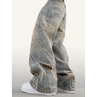 Logo personnalisé de haute qualité Coton Design Y2K Jeans Chenille Broderie Patch Jean Pantalon Vintage Lavé Déchiré Jeans Hommes