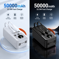 22,5W Powerbank 50000 mAh Schnellladung mit Digitalanzeige Vier USB-Ausgänge PD-Ladegerät mit 2 Kabeln Powerbank für Telefone