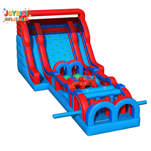 JOYRISE Parcours d'obstacles gonflable commercial en PVC vinyle, 2 toboggans connectés, garantie 3 ans, 1000 kg - Product Image 1