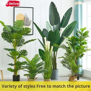 Plantes tropicales artificielles réalistes Monstera et Oiseau de paradis en pot, style nordique, grand arbre bionique pour la décoration de la maison et du bureau - Product Image 2