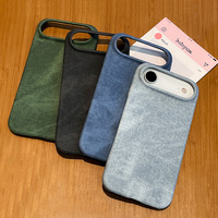 Coque de Téléphone Magnétique en Jean sur Mesure pour iPhone 17 16 15 Pro Max, Demi-Étui de Protection en Cuir PU Tendance