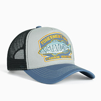 Gorra Trucker Unisex Ajustable de 5 Paneles, Personalizada con Lazos Deportivos, Letras y Diseño Argyle, de Algodón de Alta Calidad, con Bordado 3D
