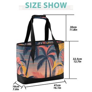 Sac isotherme portable personnalisé avec imprimé Hawaï, sac à lunch isolé avec poignées pour femmes, vente en gros - Product Image 2