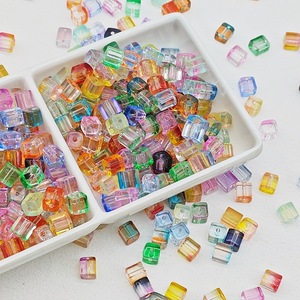 Cuentas de cristal de 7mm, cuentas cuadradas de gradiente de colores, cuentas de arroz de azúcar hechas a mano DIY para accesorios de pulsera - Product Image 2