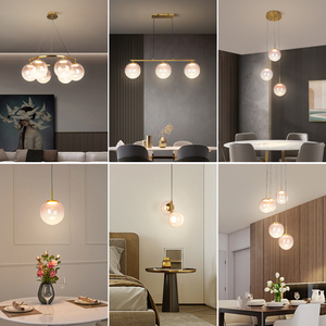 Lampe à <span class=keywords><strong>boule</strong></span> <span class=keywords><strong>de</strong></span> verre suspendue pour bar <span class=keywords><strong>de</strong></span> restaurant nordique, simple et créative, café, verre dégradé, lustre pour mariage, hôtel - Product Image 4