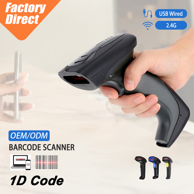 Industrial IP54 1D CCD Sensor Barcode Scanner Wireless Reads From Phone Screen and Imperfect Barcodes, CE FCC ROHS Certified