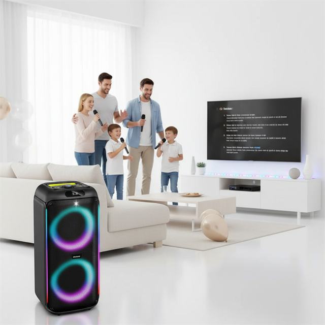 Dual 8-inch Subwoofer Wireless LED Color Lights Outdoor Square Dance High-power Wireless Microphone Sound System