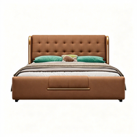 Lit de rangement moderne de luxe JUNYUHAO avec revêtement en tissu, mousse haute densité, cadre en pin, taille Queen/King, meubles de chambre à coucher