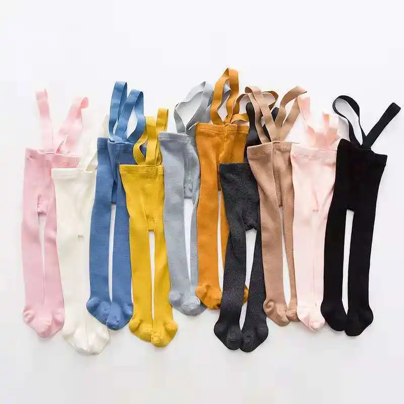 Ademende Baby Kids Bretels Panty Lente Herfst Baby Meisjes Jongens Effen Kleur Hoge Taille Bandage Overall Leggings