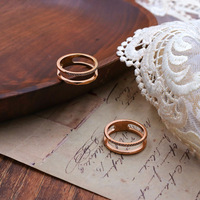 Bagues de couple délicates en zircon à double couche creuse, plaquées or 18K PVD en acier inoxydable, pour femme, cadeau de mariage