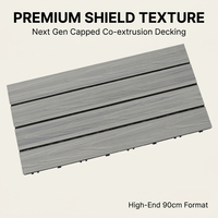 Dalles WPC Co-extrudées 2ème Génération 30x60/30x90cm avec Couvercle de Protection Étanche Écologique pour Extérieur, Revêtement de Sol Emboîtable de Luxe