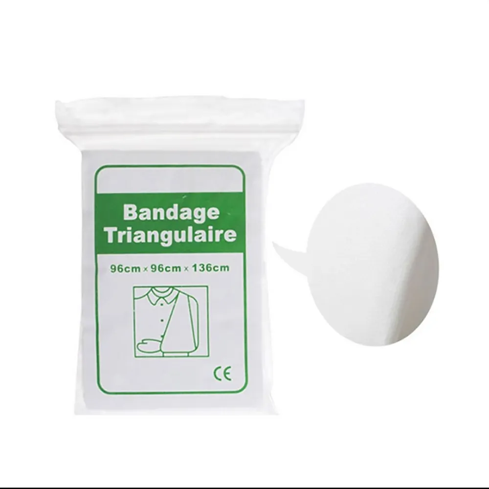 Kit de primeros auxilios de fábrica, accesorios de vendaje triangular no tejido, cartón, vendaje blanco Ce