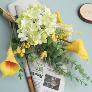 Bouquet d'hortensias artificiels CallaFloral, jaune, Calla Lily, décoration de mariage à domicile, arrangement floral mural CF01098 - Product Image 1