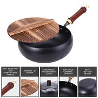 Ménage marmite en fer grand ventre approfondissement forgé à la main Wok poêle revêtement en céramique antiadhésif petites casseroles Wok