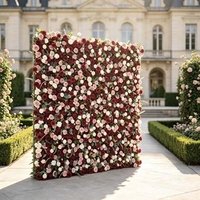 Panneau mural en tissu de fleurs artificielles bordeaux pour toile de fond de mariage, fête, château français, jardin, événement, photographie, décoration