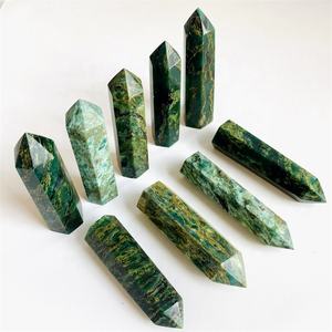 Torre de cuarzo de cristal verde tallado a mano Natural, Varita de puntos de <span class=keywords><strong>Esmeralda</strong></span> para decoración de regalo, venta al por mayor - Product Image 4