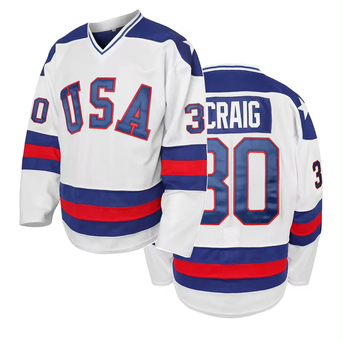 Hockeytrui Klaar Om 1980 Spel Usa Wit Ijshockey Trui Geborduurd Heren Ijshockey Uniform Jersey