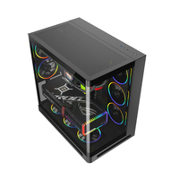 Boîtier de jeu ATX avec panneau en verre trempé incurvé, port Type C, écran LCD et support de refroidissement par eau de 360 mm