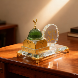 Elegante conjunto de cristal facetado con diseño de la Mezquita Kaaba, duradero y reutilizable, apto para uso en interiores, recuerdo o regalo para el Ramadán o Eid. - Product Image 1