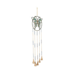 Decorazione da Giardino a Forma di Farfalla, Campanelli a Vento in Metallo con Perline di Vetro, Piccolo Campanello Ornamentale da Appendere all'Esterno - Product Image 2