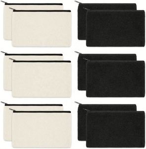 Portable Lightweight Cotton Canvas Pouch Pure Color Travel Makeup Cosmetic Bag with Zipper Closure Women's Letter Pattern Design - Product Image 2