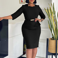 Robe moulante élégante pour femmes, style africain chic, idéale pour les salons professionnels et les événements d'affaires