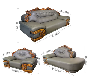 High Quality European Wood Carved Genuine Leather Sectional L-Shape Living Room <b>Sets</b> <b>Sofa</b> Furniture Hot Sell Luxury Apartment - Product Image 6