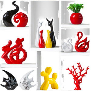 เครื่องประดับเซรามิกรูปหงส์สุดสร้างสรรค์แบบเรียบง่ายทันสมัยสำหรับตกแต่งบ้านห้องนั่งเล่นตู้เก็บไวน์และทีวีขนาดเล็ก - Product Image 4