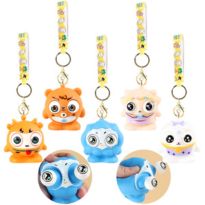 Porte-clés animal mignon à presser, jouet anti-stress 3D à yeux boule, jouet sensoriel doux, breloque de sac pour enfants et adultes - Product Image 2