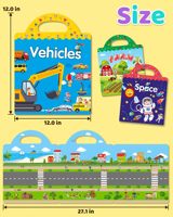 Livres d'autocollants réutilisables en vinyle pour enfants - Autocollants mignons imperméables sur le thème de la ferme et des véhicules pour tout-petits, apprentissage préscolaire
