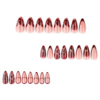 Faux ongles press-on bordeaux français, motif floral minimaliste, pointes d'ongles européennes et américaines très tendance