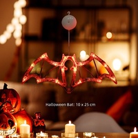 Guirlande lumineuse LED d'Halloween à suspendre aux fenêtres, en plastique durable, avec ventouses, motifs citrouille, araignée, chauve-souris, fantôme, sorcière, pour décoration de fête intérieure