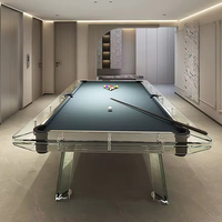 Table de billard de luxe moderne en verre et ardoise de Jiujiang, personnalisable en usine, 7 pieds, avec plateau en ardoise, qualité tournoi, multifonctionnelle