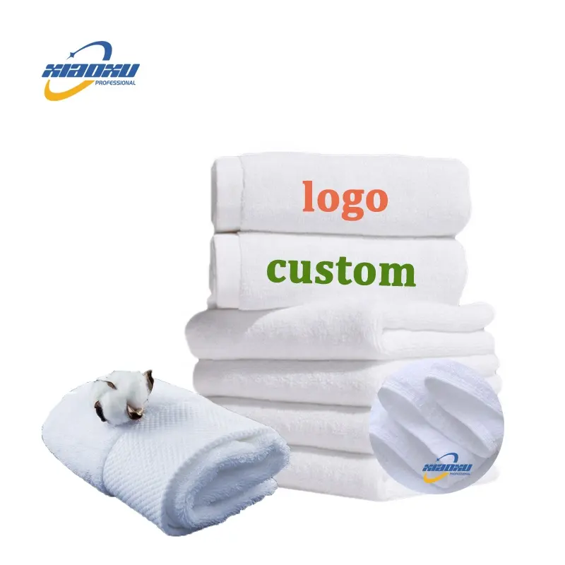 Белое хлопковое банное полотенце для отеля, с вышивкой, 100% и логотипом