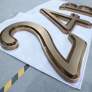 Gold Brushed Stainless Steel Letters Metal Logo Outdoor Building Sign Custom 3D Channel Letter Signage for Business - Product Image 1