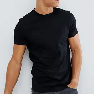 Hohe Qualität 220g Pima Baumwolle Slim Fit Schwarz T-shirts Großhandel Kurzarm Custom Plain Männer T-shirts