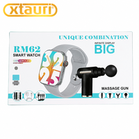 XTAURI RM62 2-in-1 Smartwatch & Mini Massage Gun Kit dengan Layar AMOLED Bahan ABS Monitor Kesehatan Olahraga untuk Pria & Wanita