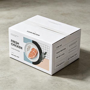 Caja de Cartón Corrugado Blanco Impresa Offset Personalizada de Producción Rápida (72H) para Pollo de Granja, Refrigerado, Reciclable, de Grado Alimenticio - Product Image 2