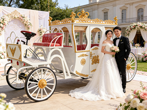 Chariot de mariage électrique à 4 roues personnalisé pour la photographie de mariage et les réceptions, chariot de chevaux le plus populaire - Product Image 3