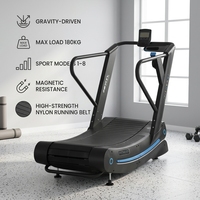 Tapis de marche commercial non motorisé en acier à gravité, charge maximale 180 kg, résistance magnétique à 8 niveaux, tapis de marche manuel