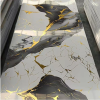 Panneau décoratif imperméable et ignifuge à haute brillance pour mur de maison, installation facile, feuille de marbre UV DIY