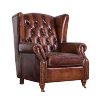 Chaise Tigre à dossier haut de style américain rétro, fabriquée sur mesure par l'usine de Foshan, en cuir véritable, canapé d'art, chaise à cigares pour salon