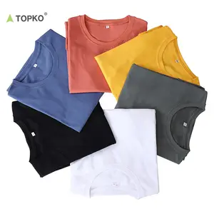 Áo Thun Nam Nữ Ngoại Cỡ TOPKO, Vải Cotton Trắng, Cổ Điển, Phong Cách Đường Phố, Chất Lượng Cao, Trơn Màu Đen