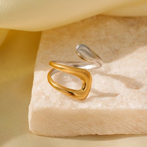 2026 Fashion Stainless Steel <b>Ring</b> Gold Plated <b>Open</b> <b>Rings</b> Chunky Waterproof Shiny Trendy Jewelry for Women - Product Image 6